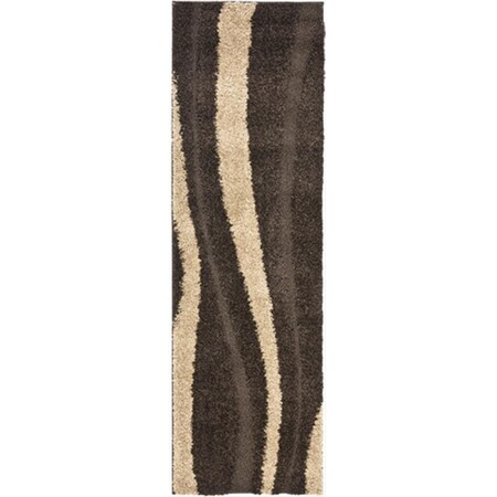 Safavieh 2 ft. 3 in. x 7 ft. Runner Dark Brown and Beige Florida Shag Rug SG451-2813-27
